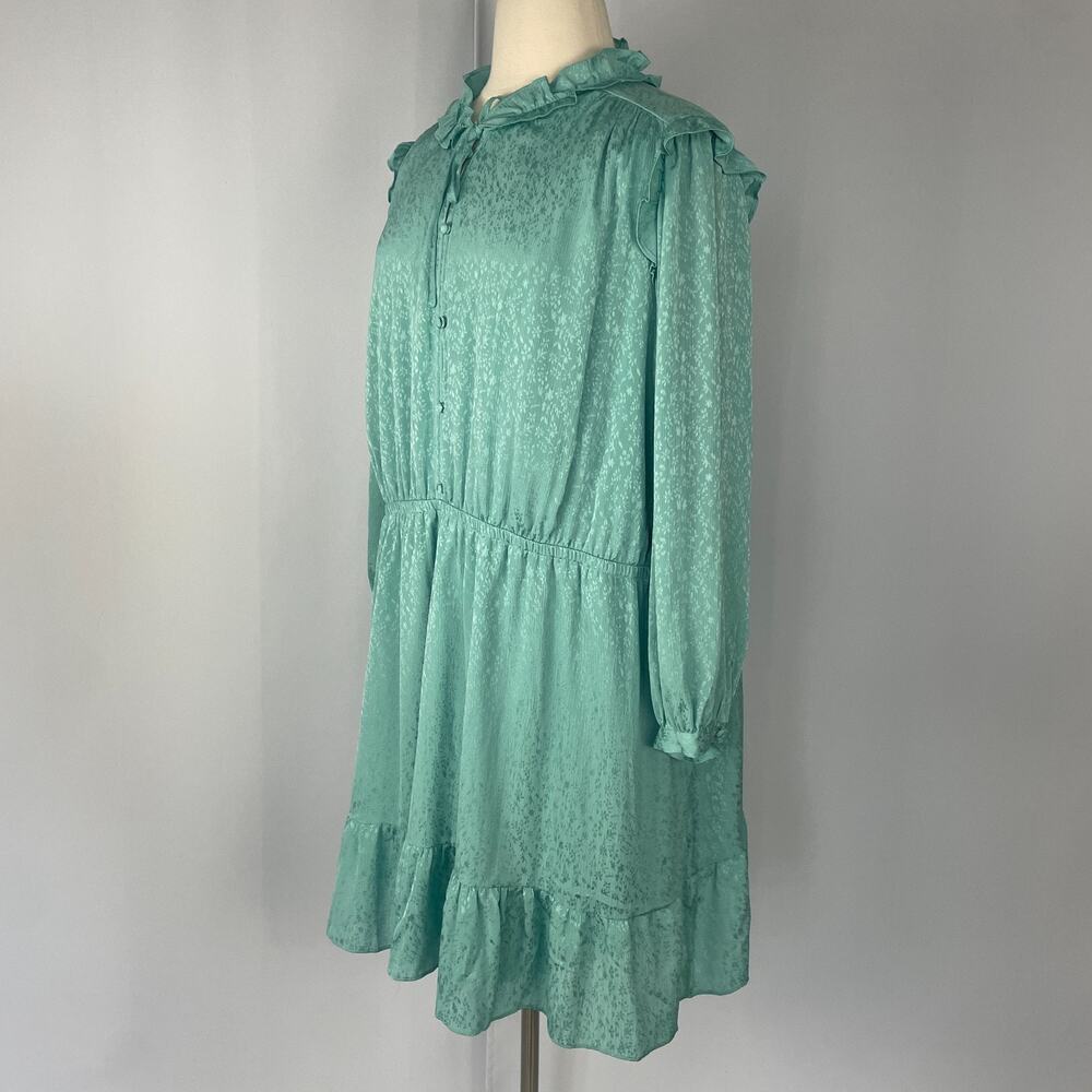 LC Lauren Conrad Dress Plus Size 4X Teal Blue Ruffle Boho Peasant Feminine - Picture 5 of 13